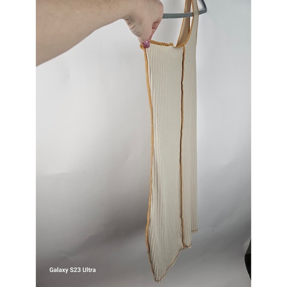 Blue Blush Los Angeles, szM, yellow, 1 shoulder, ribbed, slip dress, made in USA - Picture 5 of 10